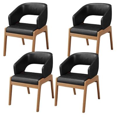 Kit 04 Cadeiras De Jantar E Estar Living Estofada Lince L02 Couríssimo Preto - Lyam Decor
