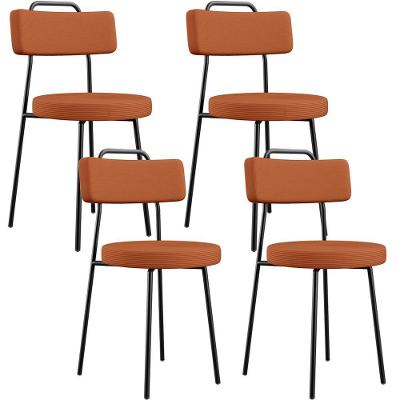 Kit 04 Cadeiras Decorativas Estofada Para Sala De Jantar Barcelona L02 Tecido Terracota - Lyam Decor