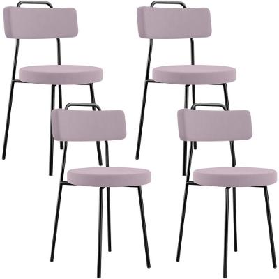 Kit 04 Cadeiras Decorativas Estofada Para Sala De Jantar Barcelona L02 Suede Rosê - Lyam Decor
