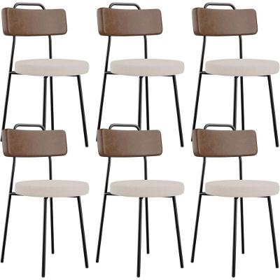 Kit 06 Cadeiras Decorativas Estofada Sala Jantar Barcelona L02 Couríssimo Marrom Linho Bege - Lyam