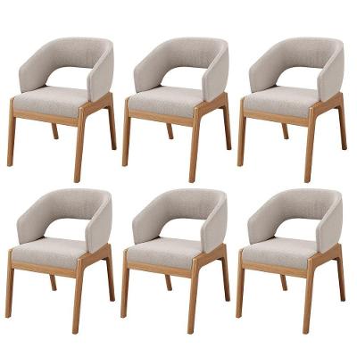 Kit 06 Cadeiras De Jantar E Estar Living Estofada Lince L02 Bouclê Bege - Lyam Decor