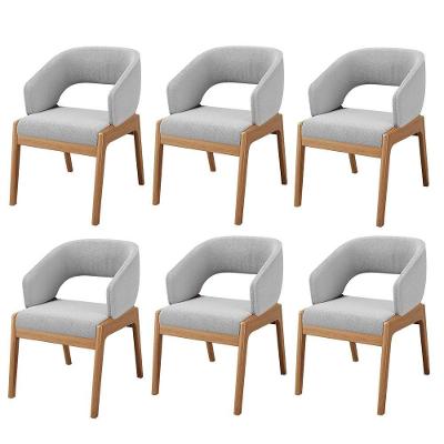 Kit 06 Cadeiras De Jantar E Estar Living Estofada Lince L02 Bouclê Cinza - Lyam Decor
