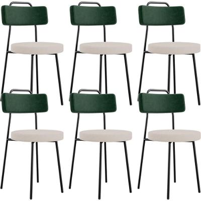 Kit 06 Cadeiras Decorativa Estofada Sala Jantar Barcelona L02 Facto Verde Musgo Linho Bege - Lyam