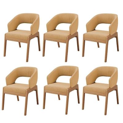 Kit 06 Cadeiras De Jantar E Estar Living Estofada Lince L02 Bouclê Mostarda - Lyam Decor