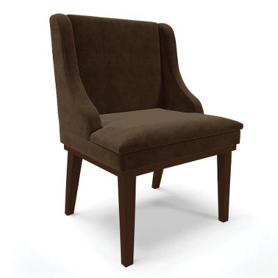 Cadeira De Jantar Liz Suede Base Fixa Madeira Tabaco Marrom
