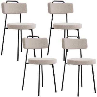 Kit 04 Cadeiras Decorativas Estofada Para Sala De Jantar Barcelona L02 Bouclê Creme - Lyam Decor