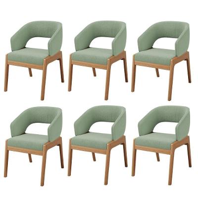Kit 06 Cadeiras De Jantar E Estar Living Estofada Lince L02 Bouclê Oliva - Lyam Decor