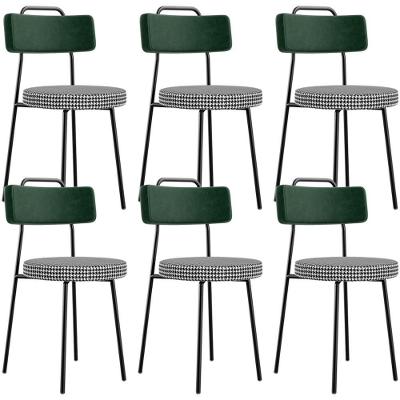 Kit 06 Cadeiras Decorativa Estofada Sala Jantar Barcelona L02 Facto Verde Musgo Pied Poule - Lyam