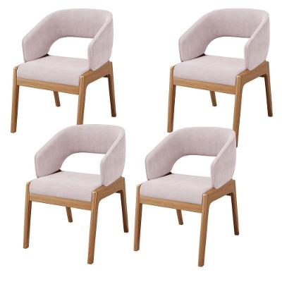 Kit 04 Cadeiras De Jantar E Estar Living Estofada Lince L02 Suede Rosê - Lyam Decor