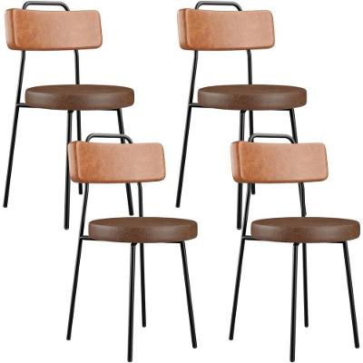 Kit 04 Cadeiras Decorativas Estofada Para Sala Jantar Barcelona L02 Couríssimo Camel Marrom - Lyam