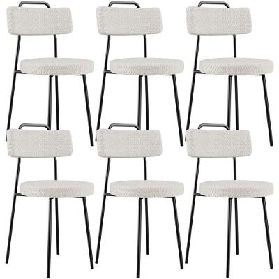 Kit 06 Cadeiras Decorativas Estofada Para Sala De Jantar Barcelona L02 Bouclê Cru - Lyam Decor