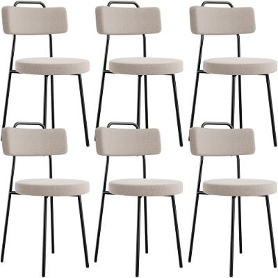 Kit 06 Cadeiras Decorativas Estofada Para Sala De Jantar Barcelona L02 Bouclê Creme - Lyam Decor