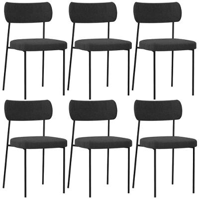 Kit 06 Cadeiras Estofadas Para Sala De Jantar Melina L02 Bouclê Preto - Lyam Decor