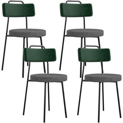 Kit 04 Cadeiras Estofada Sala De Jantar Barcelona L02 Facto Verde Musgo Linho Cinza Escuro - Lyam