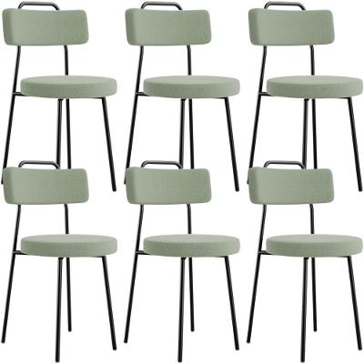 Kit 06 Cadeiras Decorativas Estofada Para Sala De Jantar Barcelona L02 Bouclê Oliva - Lyam Decor