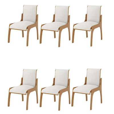 Kit 6 Cadeiras Jantar Pedri Linho Off White/Imbuia