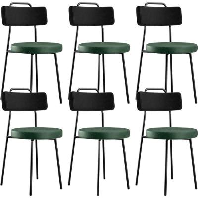 Kit 06 Cadeira Estofada Para Sala Jantar Barcelona L02 Couríssimo Preto Facto Verde Musgo - Lyam