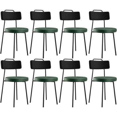 Kit 08 Cadeira Estofada Para Sala Jantar Barcelona L02 Couríssimo Preto Facto Verde Musgo - Lyam