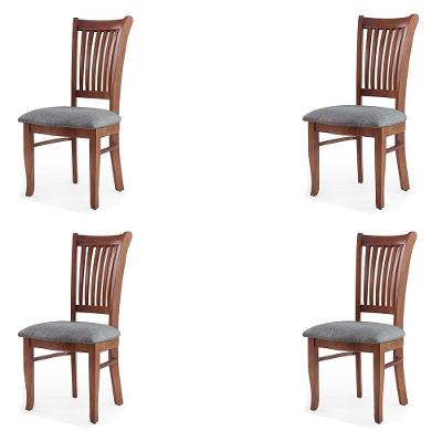 Kit 4 Cadeiras Jantar Bakeri Linho Cinza/Imbuia