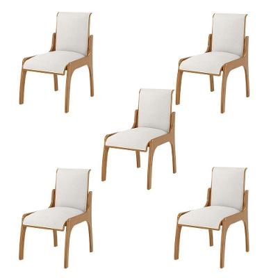 Kit 5 Cadeiras Jantar Pedri Linho Off White/Imbuia