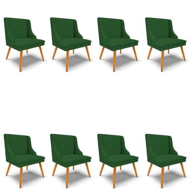 Kit 8 Cadeiras Estofadas Para Sala De Jantar Pés Palito Lia Veludo Verde Luxo - Ibiza