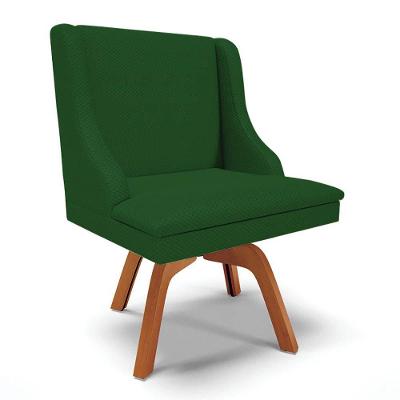Kit 10 Cadeiras Estofadas Base Giratória De Madeira Lia Veludo Verde Luxo - Ibiza