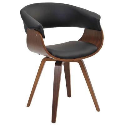 Cadeira De Jantar Moderna Base Madeira Betani R02 Sintético Preto - Mpozenato