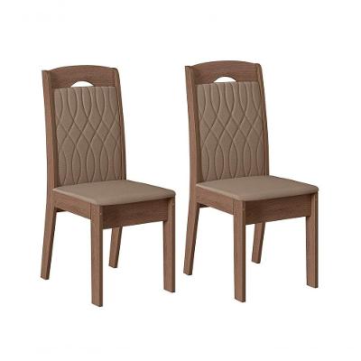 Conjunto Com 02 Cadeiras De Jantar Bélgica Amêndoa 73B