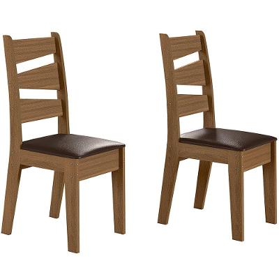 Conjunto Com 02 Cadeiras De Jantar Itália Cedro Gold 61C