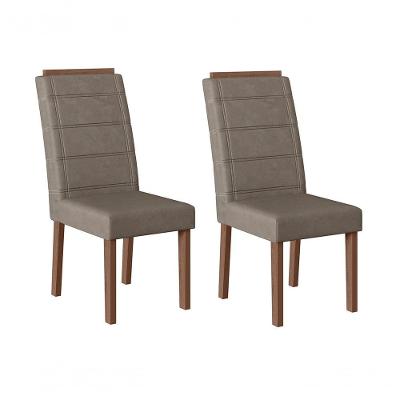Conjunto Com 02 Cadeiras De Jantar Suíça Amêndoa 01A