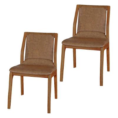 Kit 2 Cadeiras Madeira Maciça Bruyne Pu Marrom