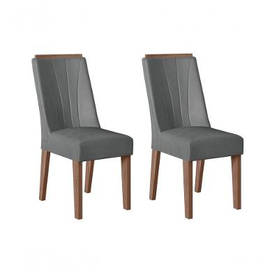 Conjunto Com 02 Cadeiras De Jantar Polônia Amêndoa 03A