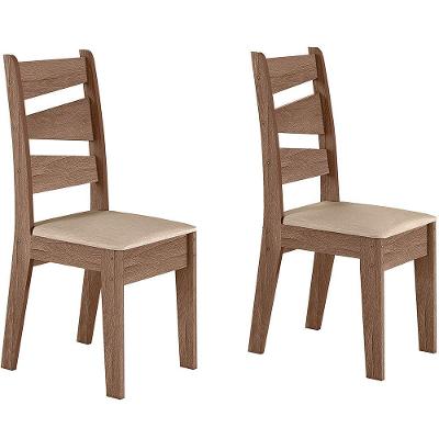 Conjunto Com 02 Cadeiras De Jantar Itália Amêndoa 51C