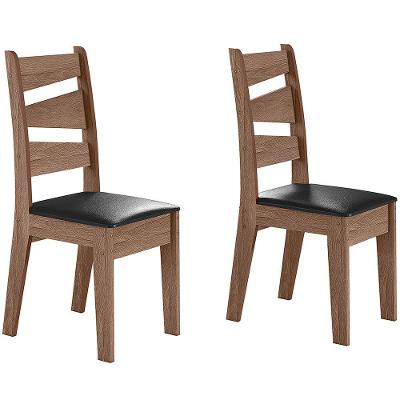 Conjunto Com 02 Cadeiras De Jantar Itália Amêndoa 11C