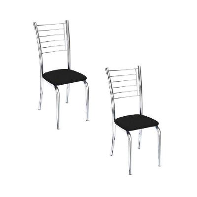 Conjunto 2 Cadeiras Cromadas Para Cozinha Kiara-corino Preto