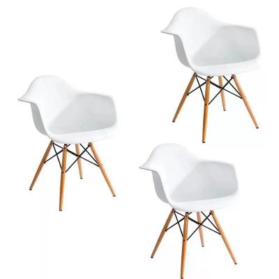 Kit 03 Cadeira Eiffel Com Braço Branco Branco