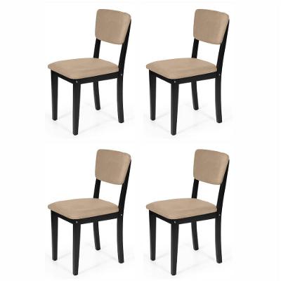 Conjunto 4 Cadeiras De Jantar Estofada Em Madeira Maciça Ella Preto/bege
