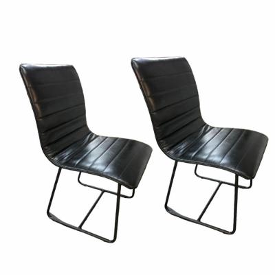 Conjunto 2 Cadeiras Cristal Sala De Jantar Em Couro Preto E Metal Preto