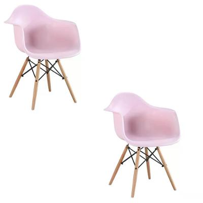 Kit 02 Cadeira Eiffel Com Braço Rosa Rosa