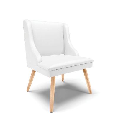 Cadeira Corino Branco Pés Palito Natural