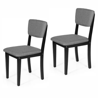 Conjunto 2 Cadeiras De Jantar Estofada Em Madeira Maciça Ella Preto/cinza Escuro