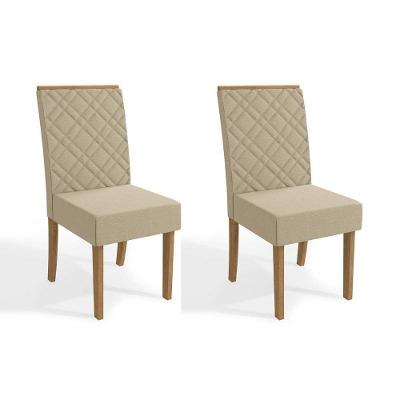 Cadeira Sala de Jantar 2CAD149 Kit 2 Un Freijó/Linho Bege - Kappesberg