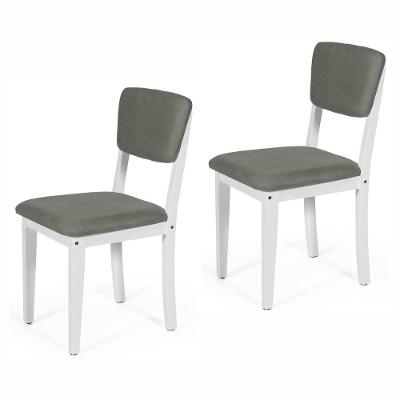 Conjunto 2 Cadeiras De Jantar Estofada Em Madeira Maciça Ella Branco/cinza