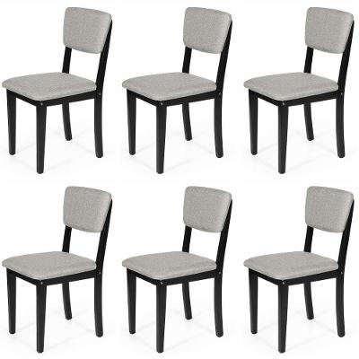 Conjunto 6 Cadeiras De Jantar Estofada Em Madeira Maciça Ella Preto/cinza Claro