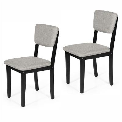 Conjunto 2 Cadeiras De Jantar Estofada Em Madeira Maciça Ella Preto/cinza Claro