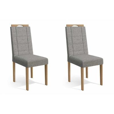 Cadeira Sala de Jantar 2CAD150 Madeira Kit 2 Un Eucalipto/Linho Cinza Mesclado - Kappesberg