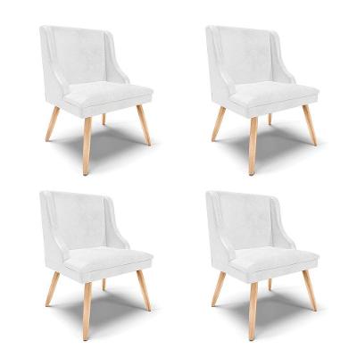 Kit 04 Cadeiras Corano Branco Pés Palito Natural