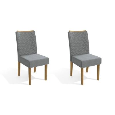Kit 2 Cadeiras Sala Jantar 2CAD129MD  2 Un Freijó/Linho Cinza - Kappesberg