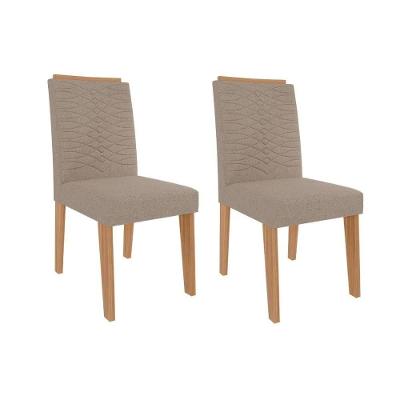 Kit 2 Cadeiras Sala Jantar Clarice 2 Un Nature/Linho Bege - Cimol