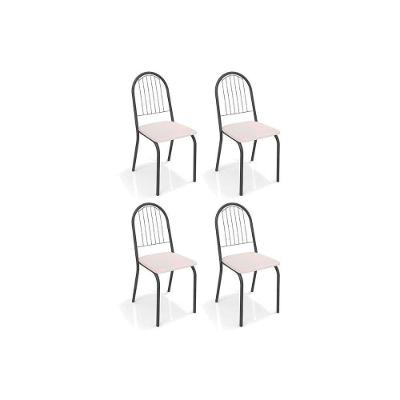 Cadeira de Cozinha Noruega 4C077PRF Kit 4 Un Preto Fosco/Courano Branco - Kappesberg